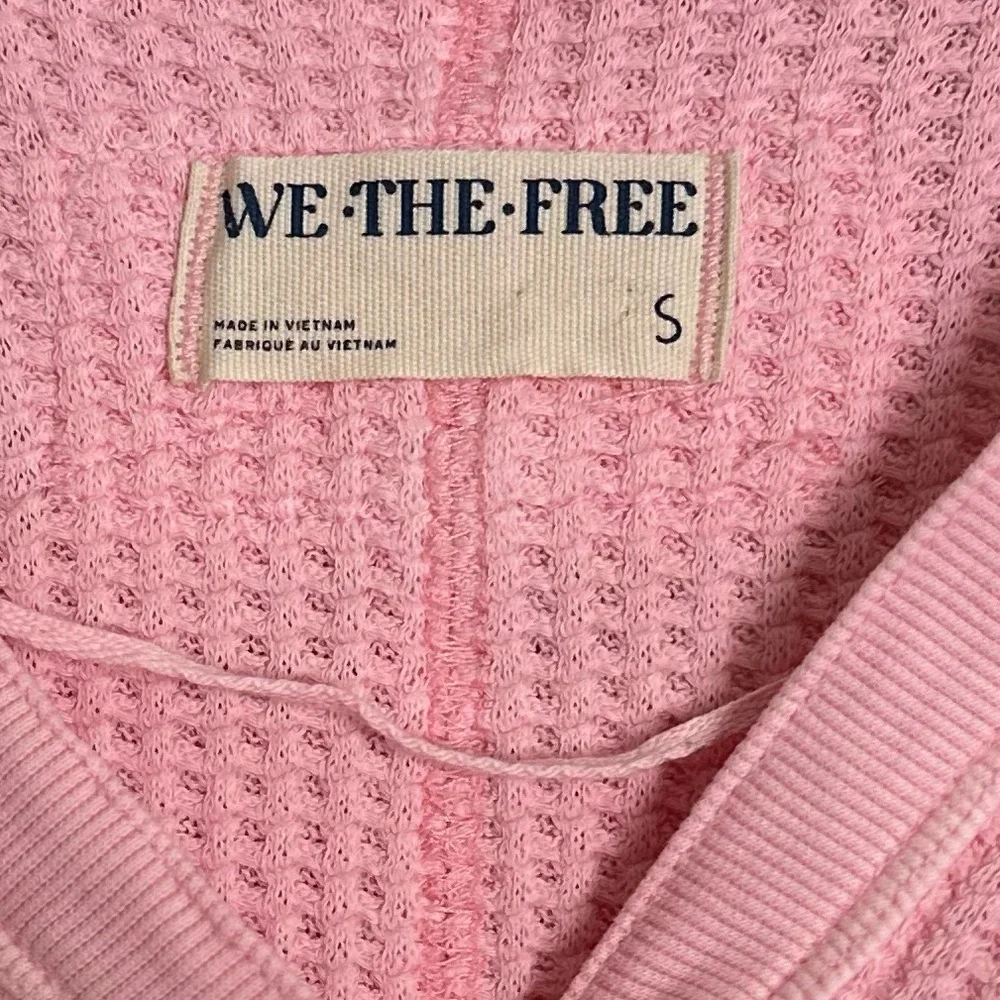 We the Free Thermal Oversized Collared Top Travis Waffle Polo Size Small Pink - Picture 6 of 7